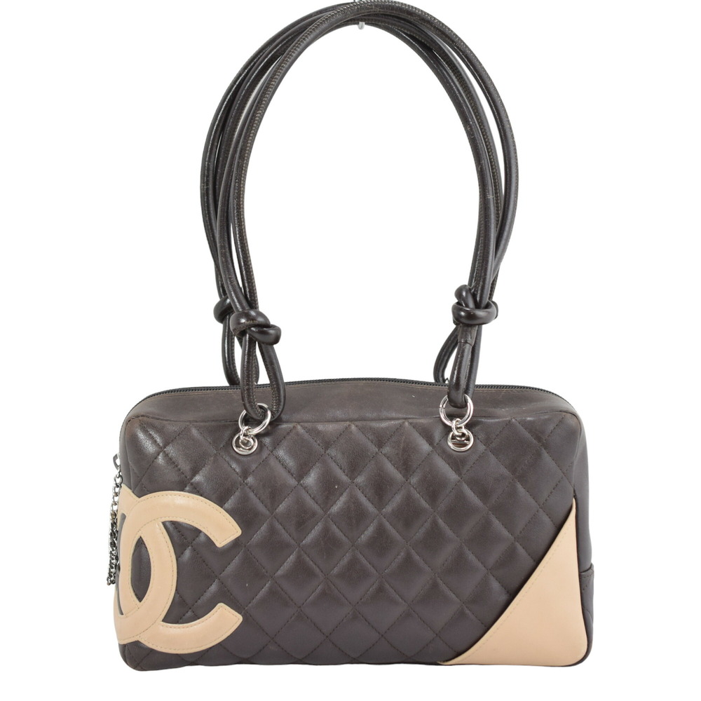 CHANEL Bowling Bag Cambon Brown Coco Mark